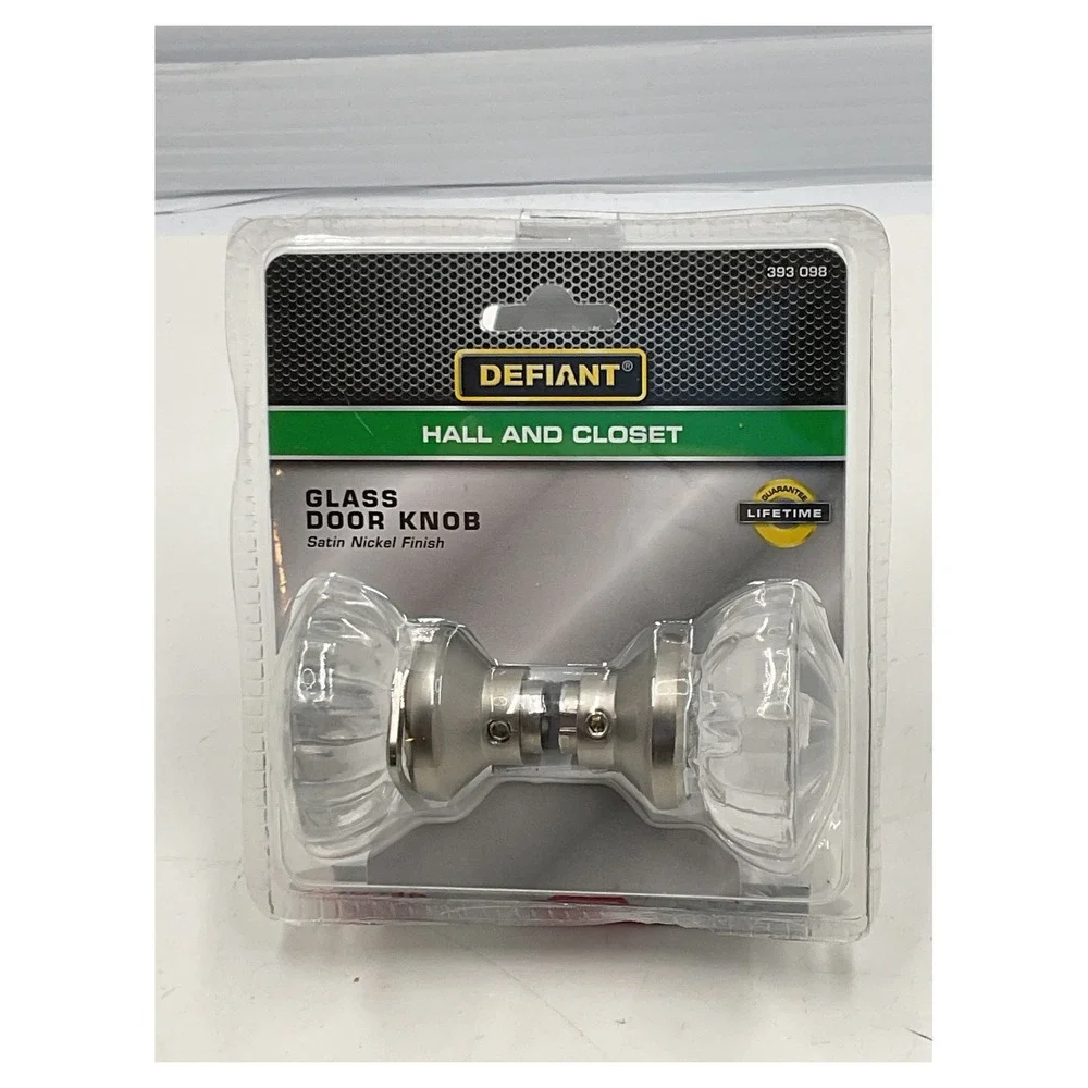 Defiant Satin Nickel Fluted Glass Door Knob Set‎ Hall & Closet 393 098 New